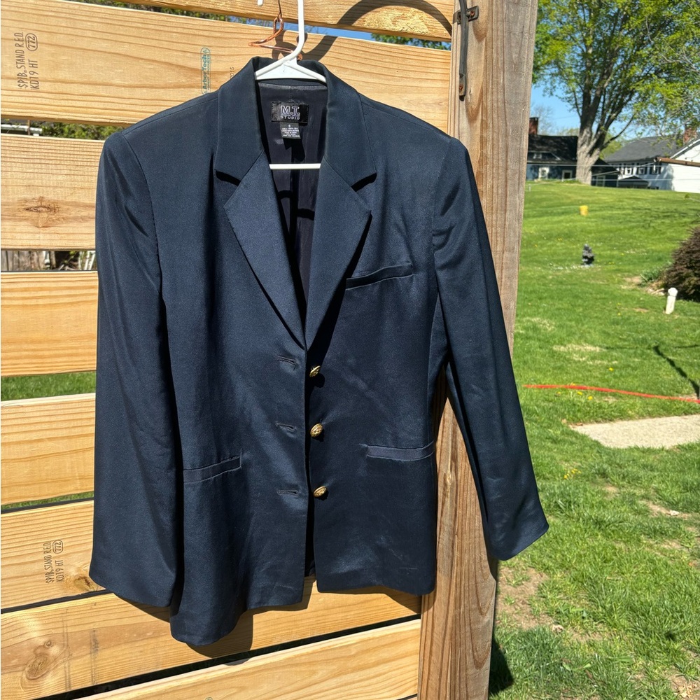 Morgan Taylor Navy Blazer with Gold Buttons and skirt